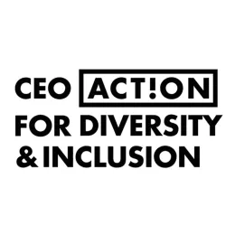 Text logo that reads "CEO Action for Diversity & Inclusion" in bold, black letters. The word "Action" is highlighted with a rectangular border. A dot symbol in place of the letter "i" in the word "Action" adds emphasis.