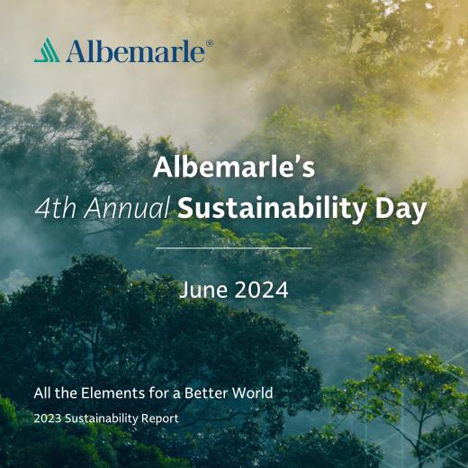 Treetops with text overlay Albemarle's 4th Annual Sustainability Day June 2024